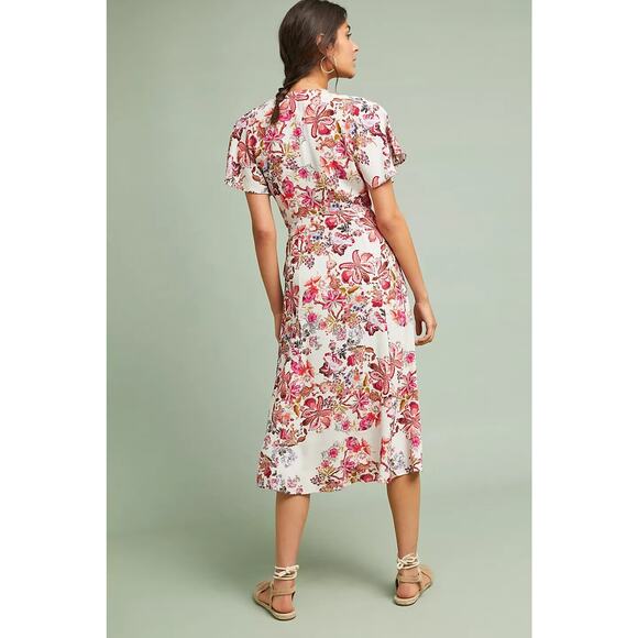 New Anthropologie Kachel Womens Colorful Floral Aleydi Printed-Wrap Dress US 8 - Picture 3 of 9